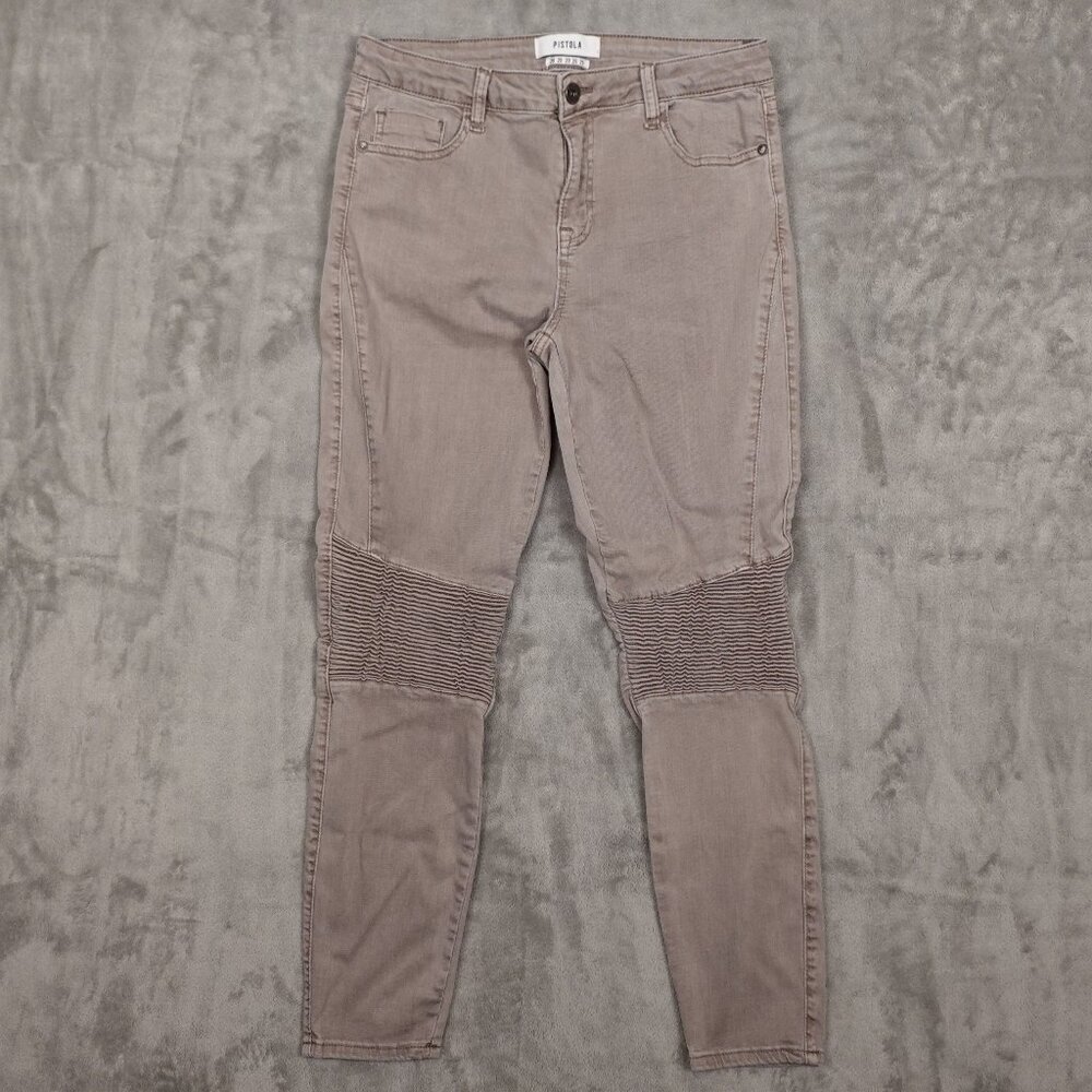 Pistola jeans Audrey moto skinny crop‎ women's 29 light taupe